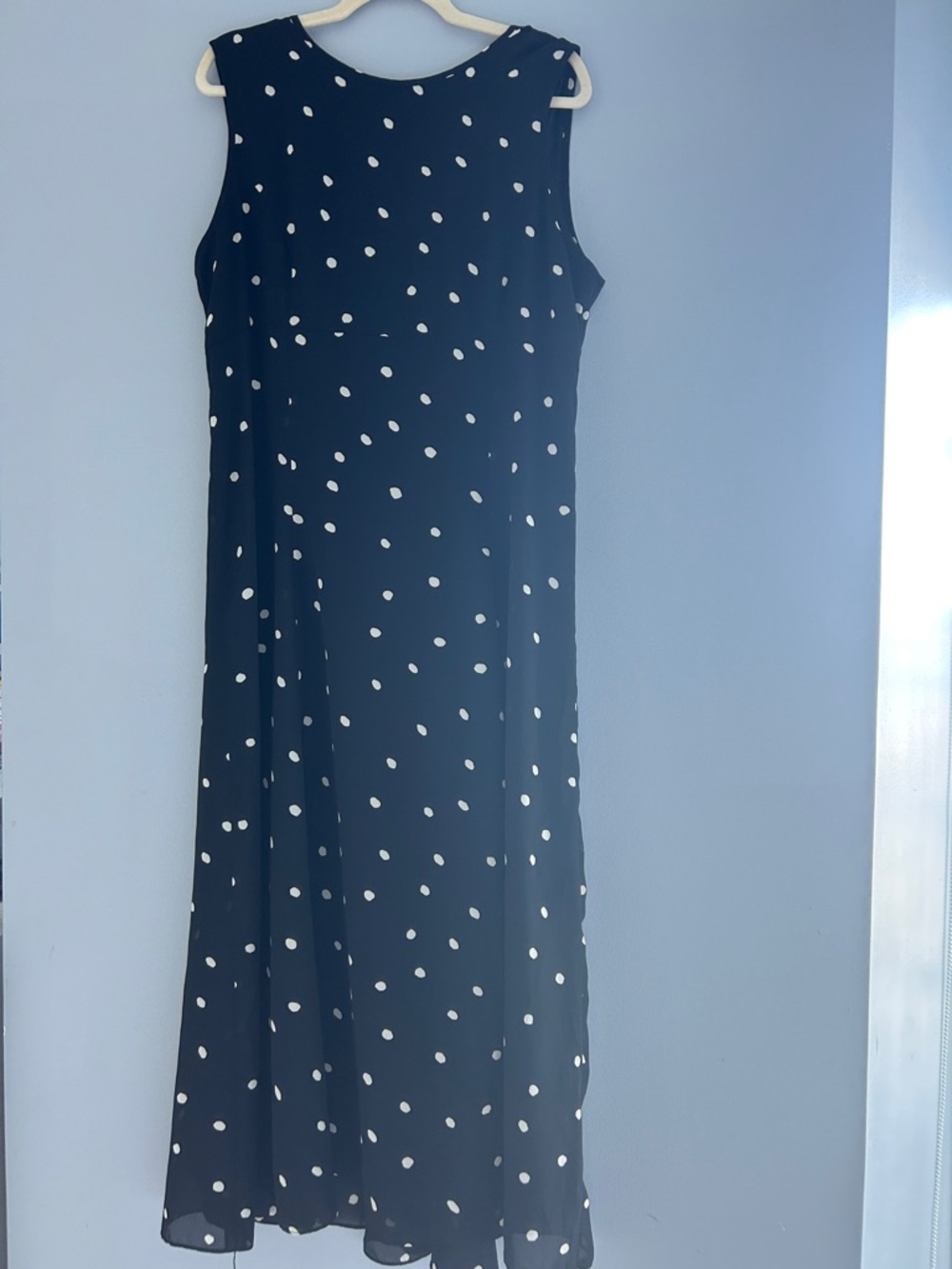 Black Polka Dot Maxi Dress - Sleeveless Elegant A-Line
